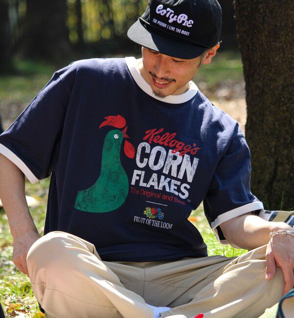 GLOSTER「【FTL &times; KELLOGGS】RINGER T-SHIRT」|Tシャツ・カットソー|ネイビー