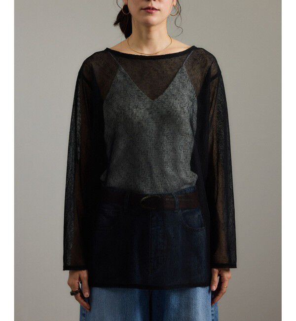 SALON adam et rope'「リネンブレンドメッシュロングスリーブプルオーバー」|ニット・セーター|