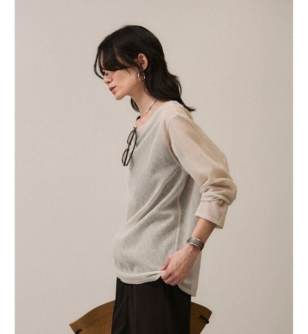 SALON adam et rope'「リネンブレンドメッシュロングスリーブプルオーバー」|ニット・セーター|