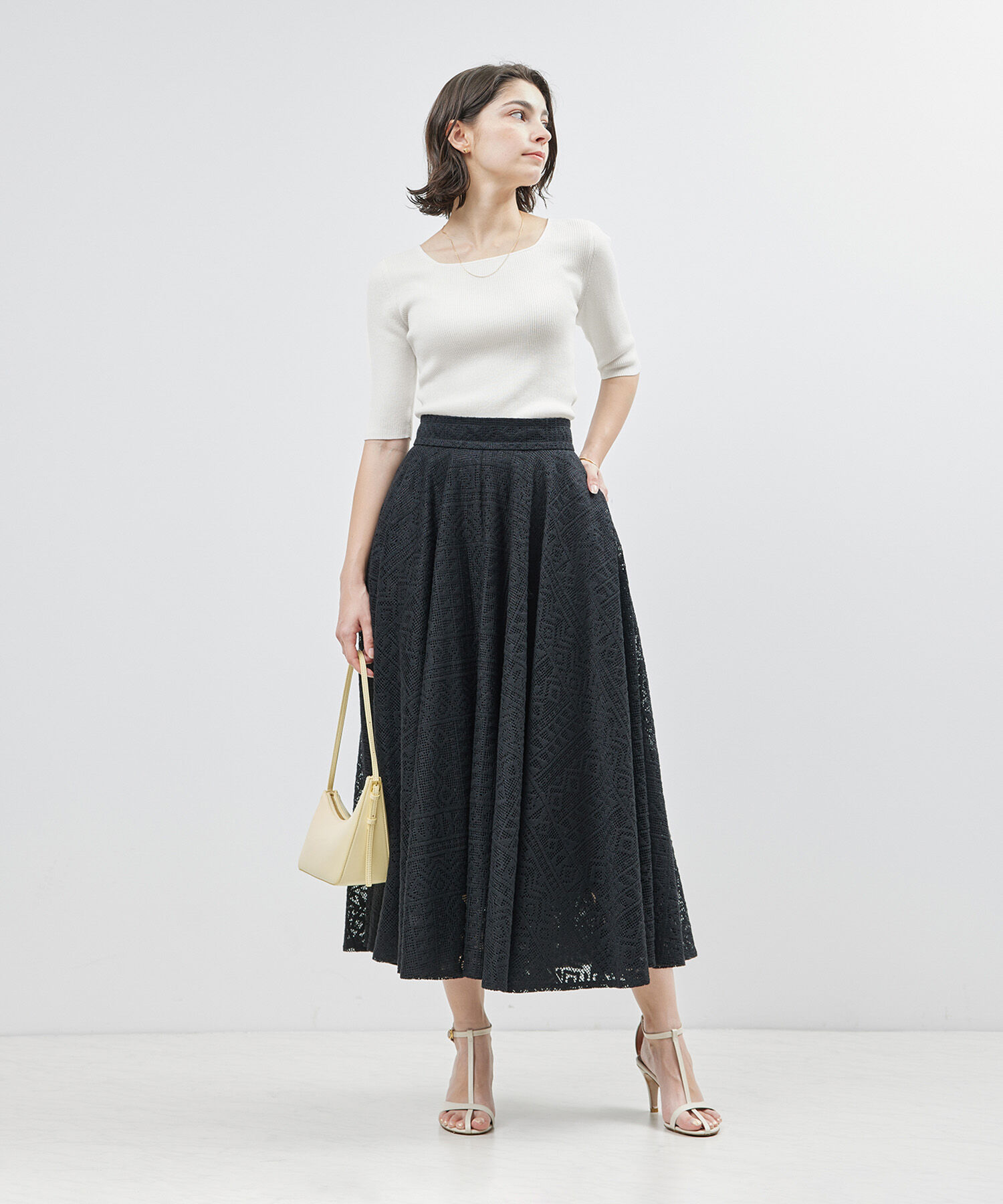 ROPE「【洗える】シルクプロテイン5分袖ニット【メディア掲載】」|Tシャツ・カットソー|