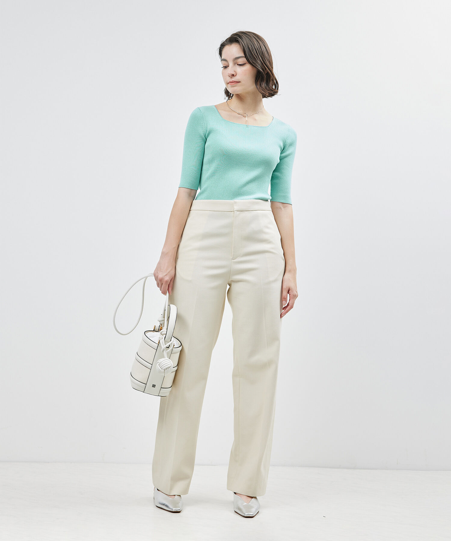 ROPE「【洗える】シルクプロテイン5分袖ニット【メディア掲載】」|Tシャツ・カットソー|