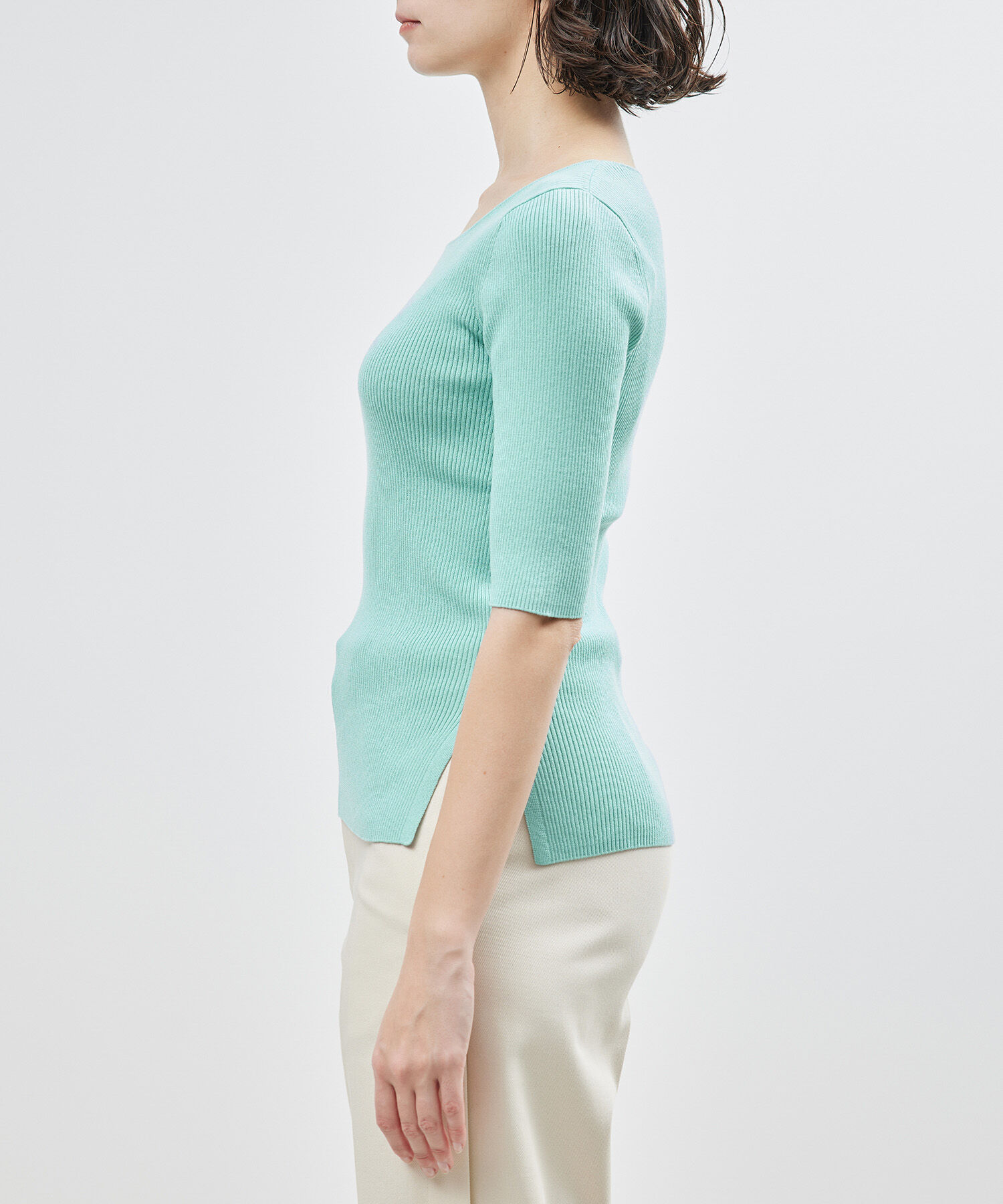 ROPE「【洗える】シルクプロテイン5分袖ニット【メディア掲載】」|Tシャツ・カットソー|