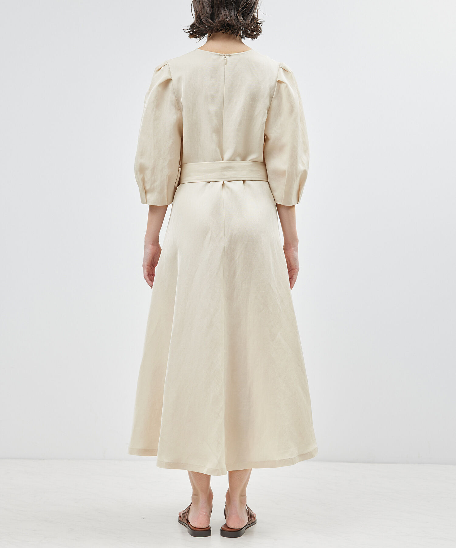 ROPE「パフスリーブベルテッドリネンワンピース」|ワンピース|