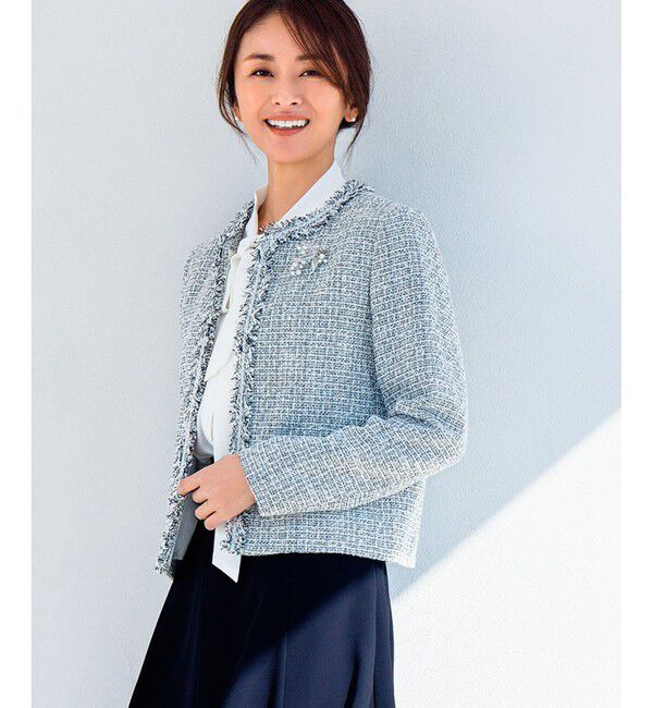 ROPE「【雑誌掲載】ミックスツイードノーカラージャケット」|ノーカラージャケット|ブラック系(02)