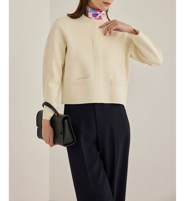 ROPE「ニットジャケット/イージーケア」|ノーカラージャケット|