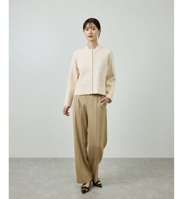 ROPE「ニットジャケット/イージーケア」|ノーカラージャケット|