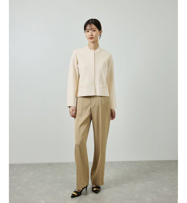 ROPE「ニットジャケット/イージーケア」|ノーカラージャケット|