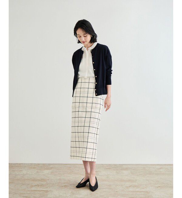 ROPE「【洗える】ツイードチェック ポケット付きタイトスカート」|スカート|