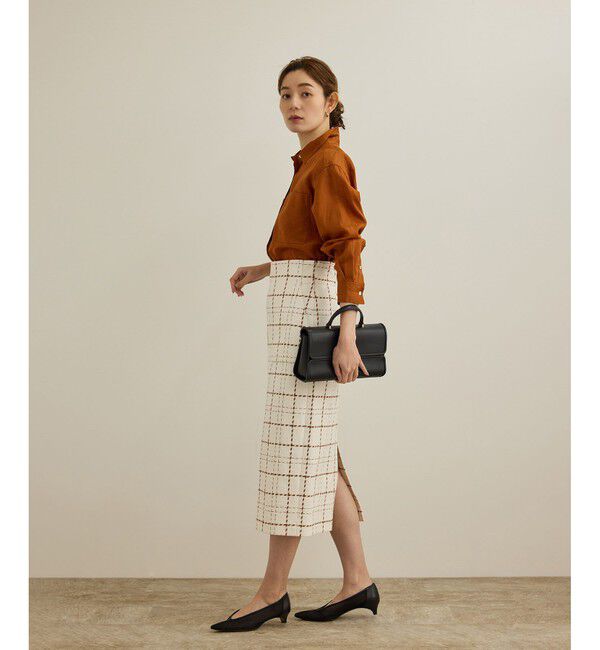 ROPE「【洗える】ツイードチェック ポケット付きタイトスカート」|スカート|