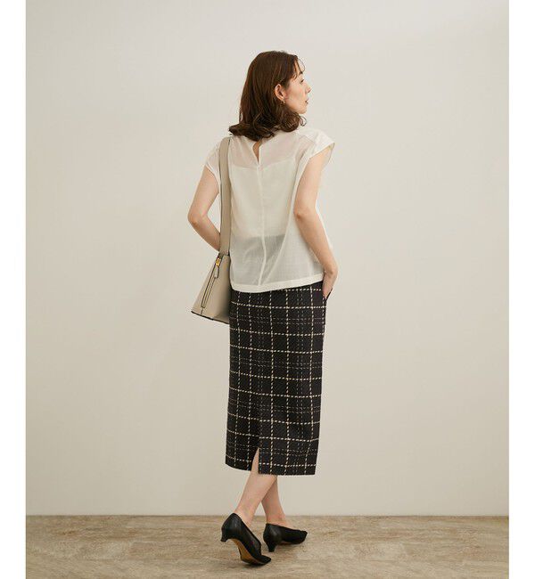 ROPE「【洗える】ツイードチェック ポケット付きタイトスカート」|スカート|