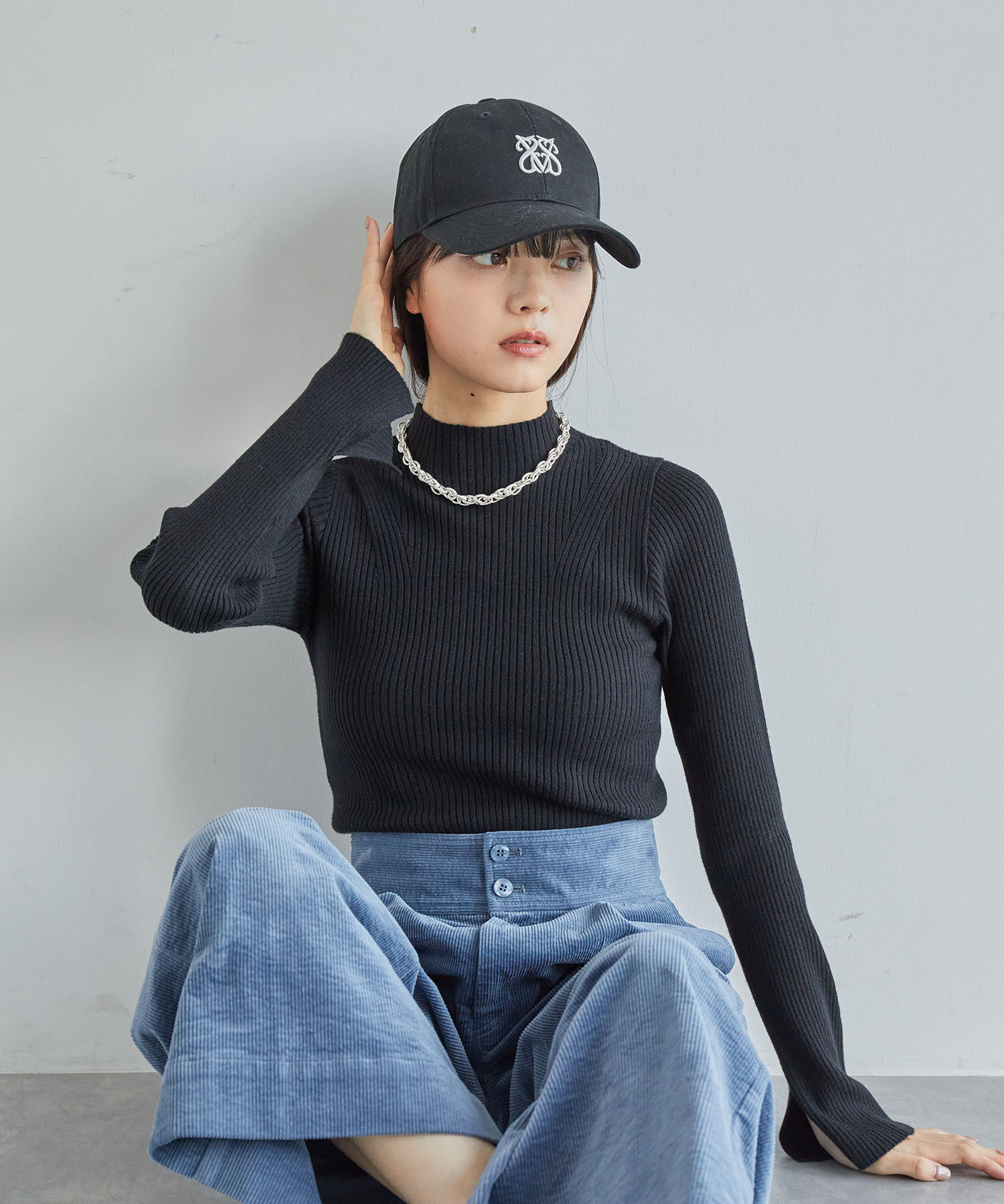 VIS「【新色追加】リブニットプチハイネックプルオーバー【低身長向けサイズ有】」|ニット・セーター|