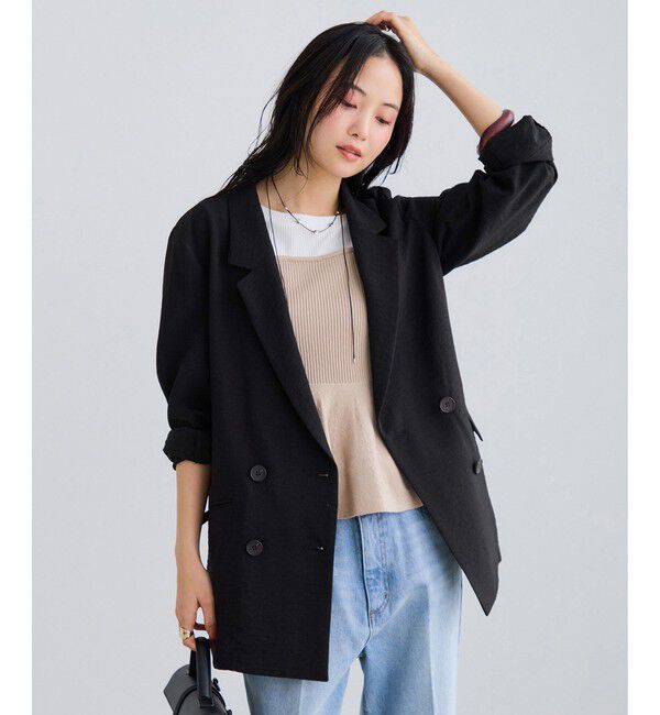 VIS「美easyリネンライクテーラードジャケット/イージーケア・接触冷感・セットアップ対応」|テーラードジャケット|ブラック(01)