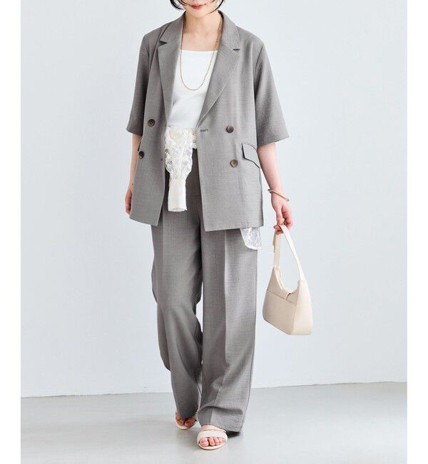 VIS「美easyリネンライクワイドパンツ/イージーケア・接触冷感・セットアップ対応」|チノ|