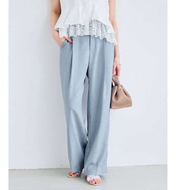 VIS「美easyリネンライクワイドパンツ/イージーケア・接触冷感・セットアップ対応」|チノ|