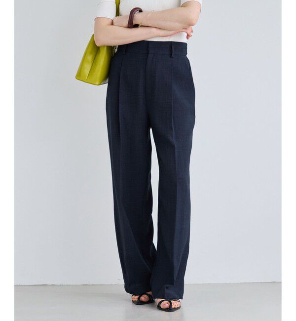 VIS「美easyリネンライクワイドパンツ/イージーケア・接触冷感・セットアップ対応」|チノ|ネイビー(40)
