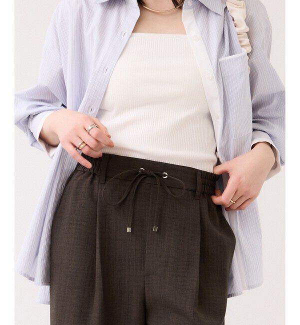 VIS「【WEB限定】美easyリネンライクウエストドロストイージーパンツ/イージーケア・接触冷感」|チノ|