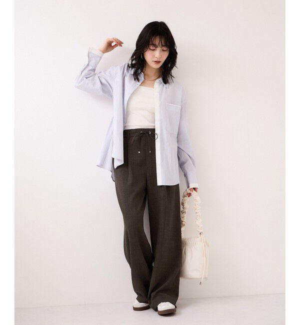 VIS「【WEB限定】美easyリネンライクウエストドロストイージーパンツ/イージーケア・接触冷感」|チノ|
