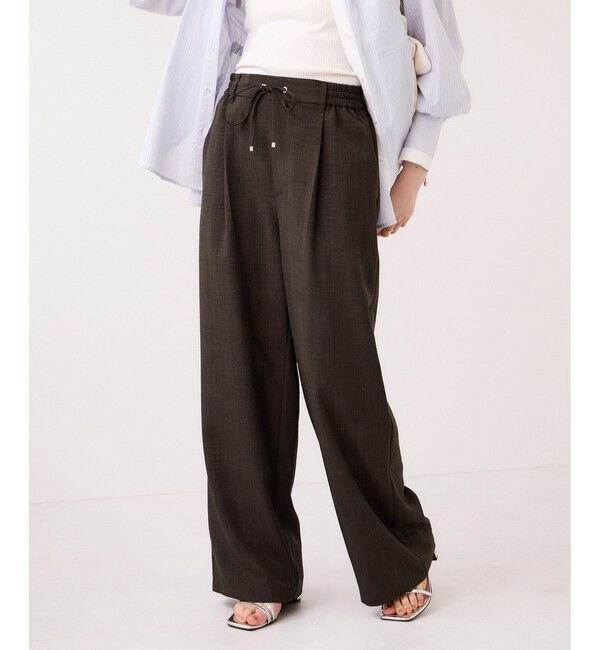 VIS「【WEB限定】美easyリネンライクウエストドロストイージーパンツ/イージーケア・接触冷感」|チノ|ブラウン(20)