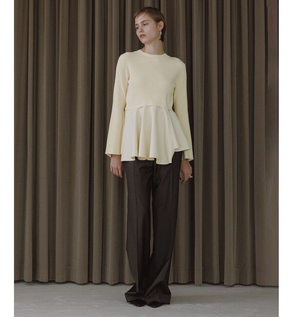 ADAM ET ROPE'「【サステナブル】・【定番人気】ペプラムコンビニットプルオーバー」|Tシャツ・カットソー|