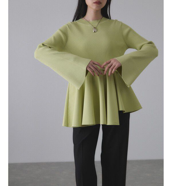 ADAM ET ROPE'「【サステナブル】・【定番人気】ペプラムコンビニットプルオーバー」|Tシャツ・カットソー|ライトグリン(33)