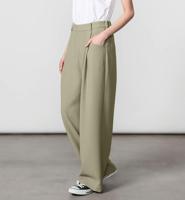 GYMPHLEX「Gymphlex | タック ワイドイージーパンツ WOMEN」|チノ|LTGREEN