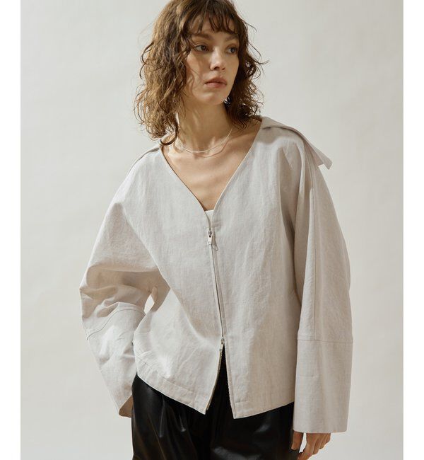 Drawing Numbers「【Drawing Numbers】コットンリネンデニムセーラージャケット」|その他|ホワイト