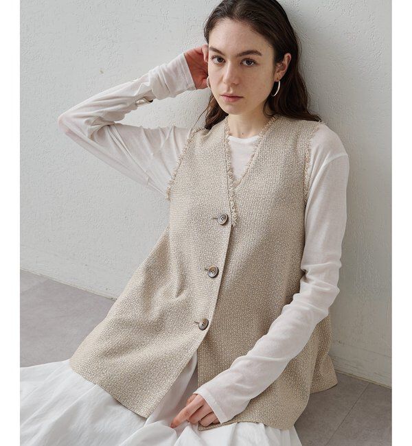 Drawing Numbers「【Drawing Numbers】カスリフレアジレ」|ベスト・ジレ|ベージュ