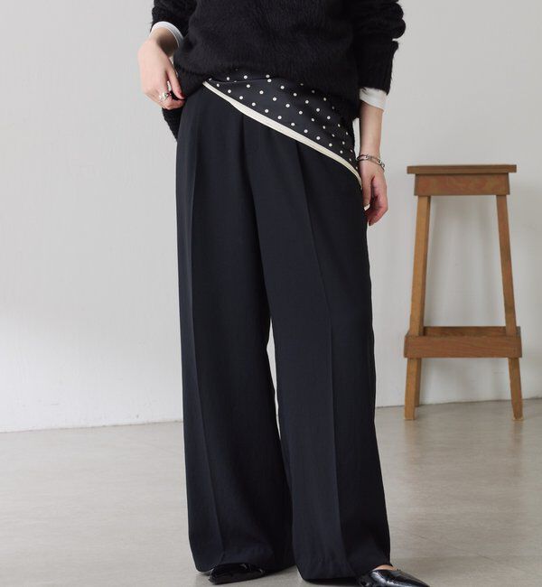  「《マイナス3kg見え/サイズ展開豊富》ジャージワイドパンツ」|スラックス|