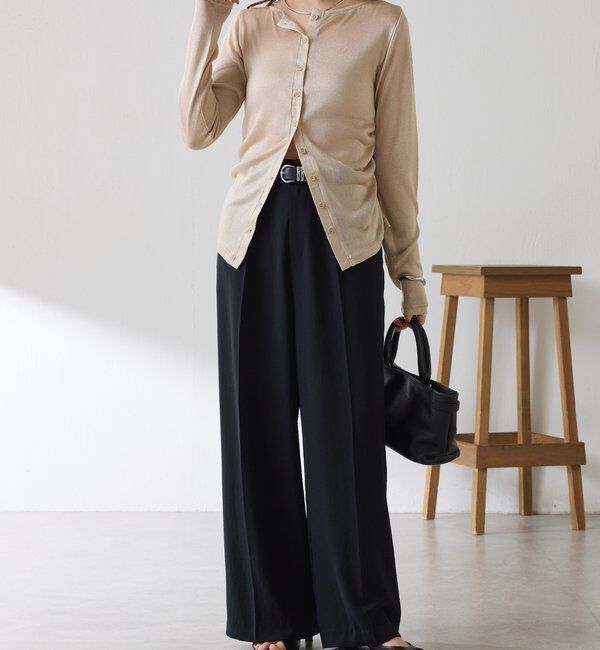  「《マイナス3kg見え/サイズ展開豊富》ジャージワイドパンツ」|スラックス|