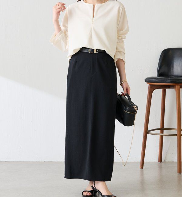  「袖シアー切替ジョーゼットロンT」|Tシャツ・カットソー|