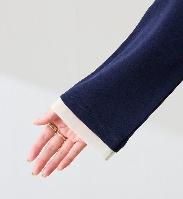  「袖シアー切替ジョーゼットロンT」|Tシャツ・カットソー|