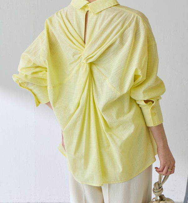  「【涼しく着れる】麻混バックツイストシャツ」|シャツ・ブラウス|