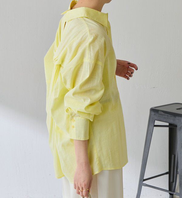  「【涼しく着れる】麻混バックツイストシャツ」|シャツ・ブラウス|