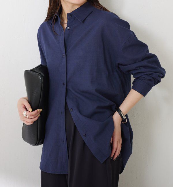  「【涼しく着れる】麻混バックツイストシャツ」|シャツ・ブラウス|