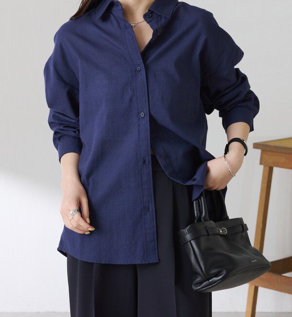  「【涼しく着れる】麻混バックツイストシャツ」|シャツ・ブラウス|