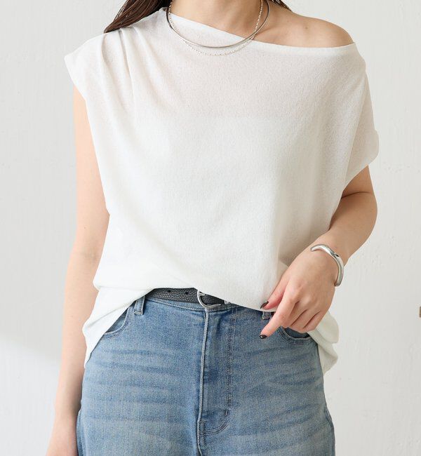  「【上品見えカットソー/シアー】アシメタックフレンチカットソー」|Tシャツ・カットソー|