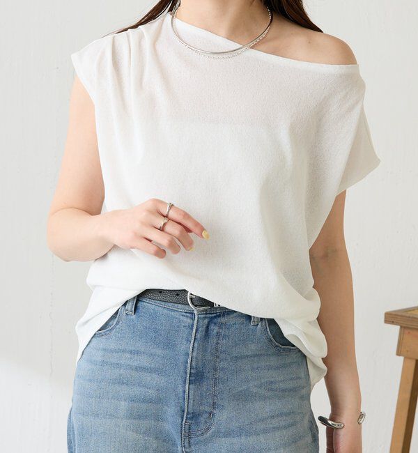  「【上品見えカットソー/シアー】アシメタックフレンチカットソー」|Tシャツ・カットソー|