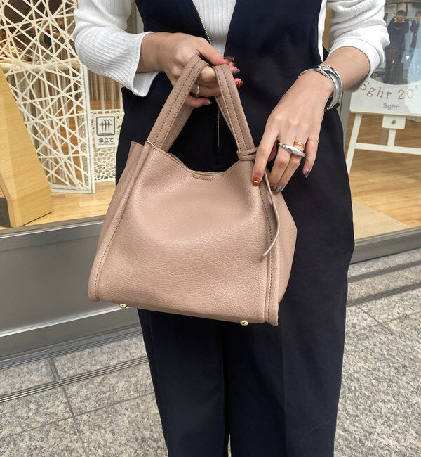  「【ベストセラーアイテム】ミニショルダー付ソフトレザー調ミニバッグ」|トートバッグ|ベージュ