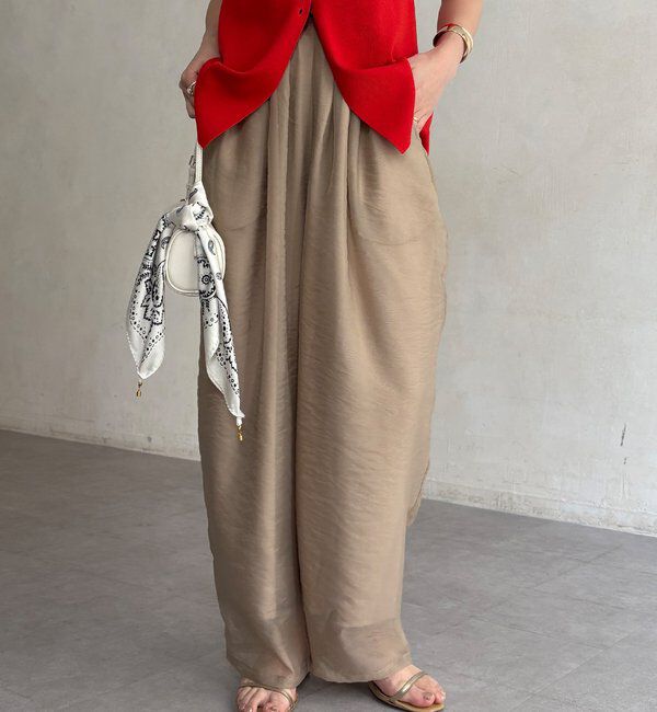  「【WEB限定】オーガンジータックパンツ」|チノ|グレージュ