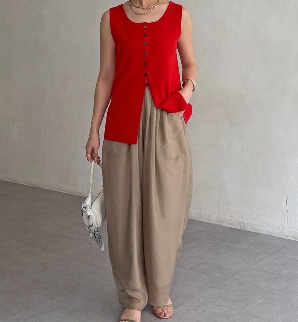  「【WEB限定】オーガンジータックパンツ」|チノ|