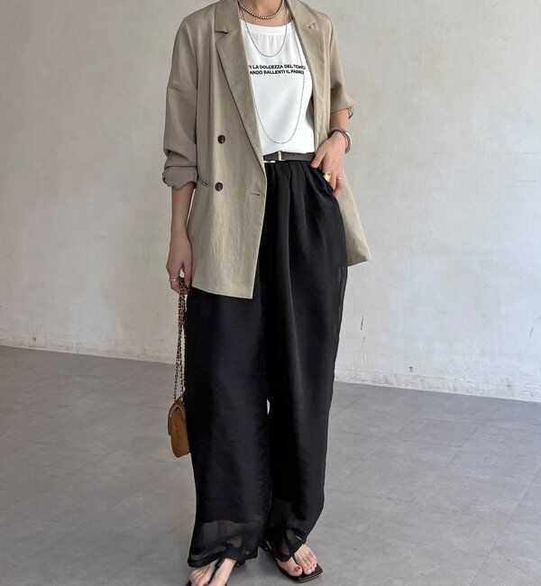  「【WEB限定】オーガンジータックパンツ」|チノ|