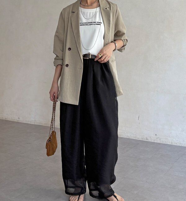  「【WEB限定】オーガンジータックパンツ」|チノ|