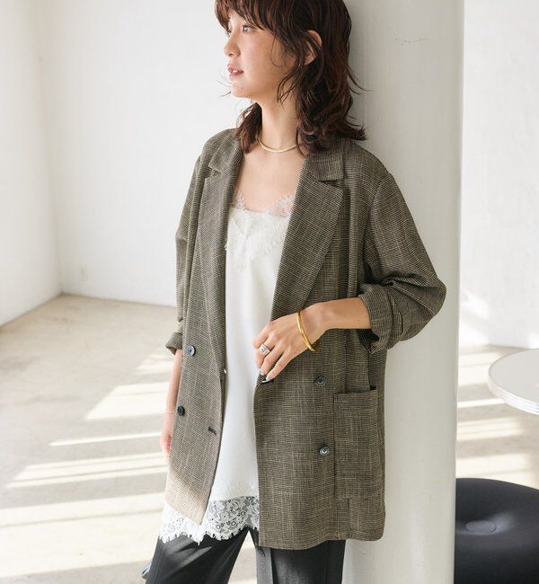  「予約【洗練されたムードに】カラミチェックオーバージャケット」|テーラードジャケット|