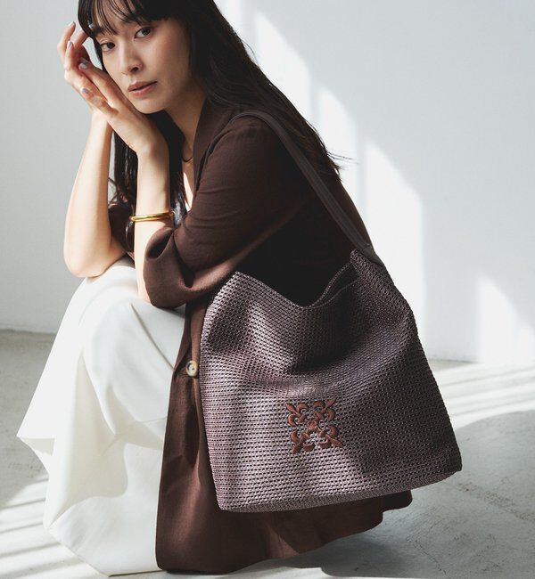  「ナイロンラフィアワンショルダーバッグ」|ショルダー・メッセンジャー|ダークブラウン