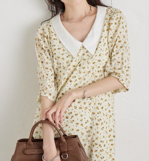  「襟付きフラワーワンピース」|ワンピース|