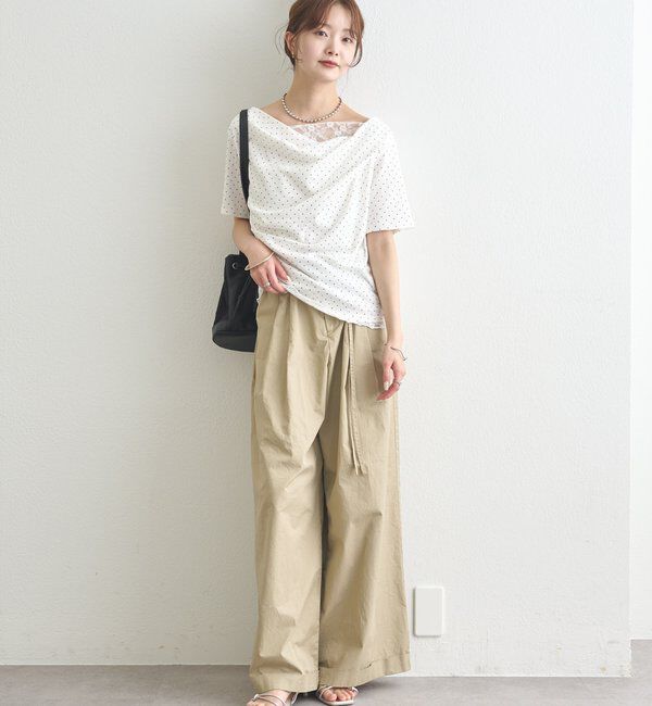  「レースドッキングオフショル半袖Tシャツ」|Tシャツ・カットソー|