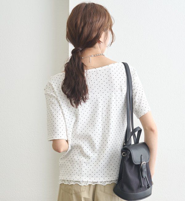  「レースドッキングオフショル半袖Tシャツ」|Tシャツ・カットソー|