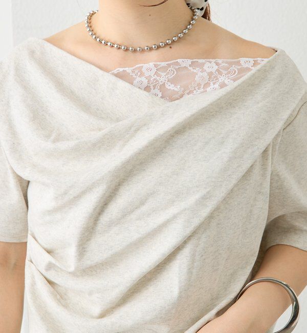  「レースドッキングオフショル半袖Tシャツ」|Tシャツ・カットソー|