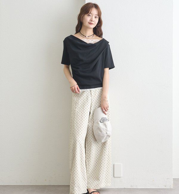  「レースドッキングオフショル半袖Tシャツ」|Tシャツ・カットソー|