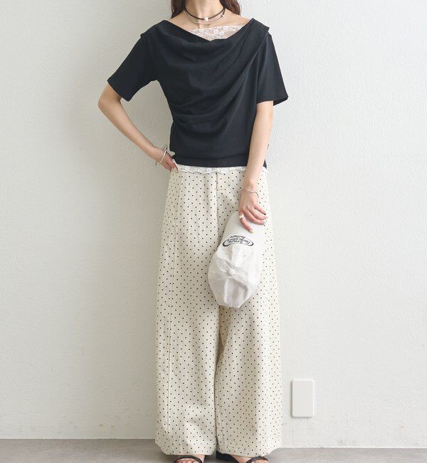  「レースドッキングオフショル半袖Tシャツ」|Tシャツ・カットソー|